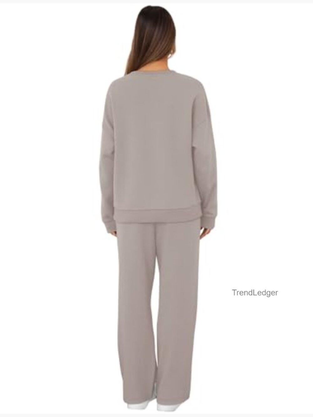 Matching Lounge Set Crewneck Sweatshirt Wide Leg Pants 2 Piece Outfit - Picture 5 of 7